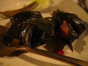 Chicken wrapped in leaves